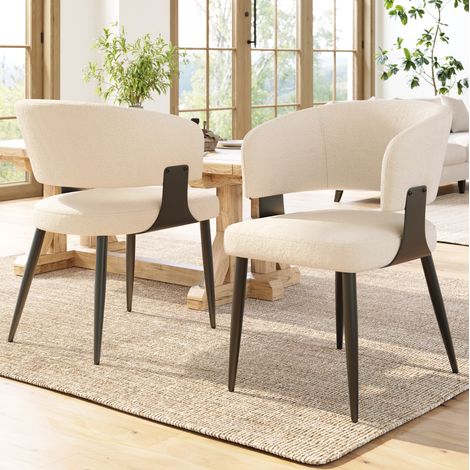 Esszimmerstuhl beige aus Flanell und Metall, 59 x 46,5 x 81,5 cm, ergonomisch (1/5)
