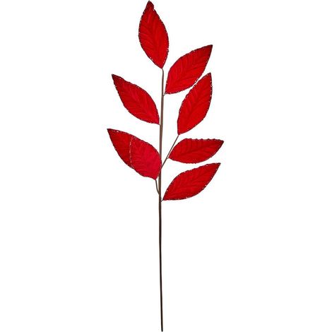 Rama decorativa con hojas rojas. Altura: 62 cm - Feeric lights & christmas (1/2)