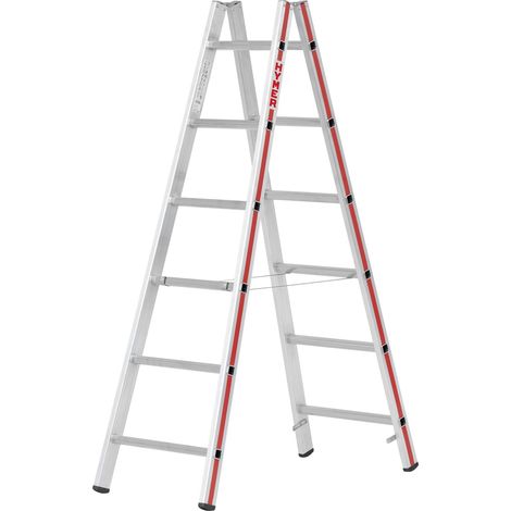 Hymer Sprossenstehleiter mit verschraubten Alumininium Scharnieren 2x6 Sprossen (1/5)