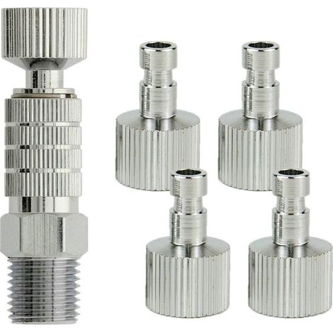 Kit d'Adaptateur de Déconnexion Rapide pour Aérographe, Ensemble de6 Pièces avec Connecteurs Mâles et Femelles  Pouce, Valve de Contrôle Réglable (1/5)