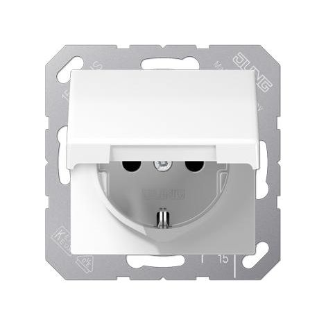 Jung SCHUKO®-Enchufe, 16 A 250 V , tapa abatible, duroplástico, Serie AS, alpinweiß AS 1520 KL WW