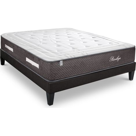 BELLECOUR LITERIE Ensemble PRIVILEGE 200x200 cm Matelas Ressorts ensachés + Sommier Bois (1/5)