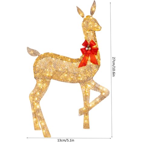 Renne Lumineux LED pour Décorations de Noël, Ornement de Renne Phosphorescent, Décoration Extérieure de Jardin, Taille M (1/4)