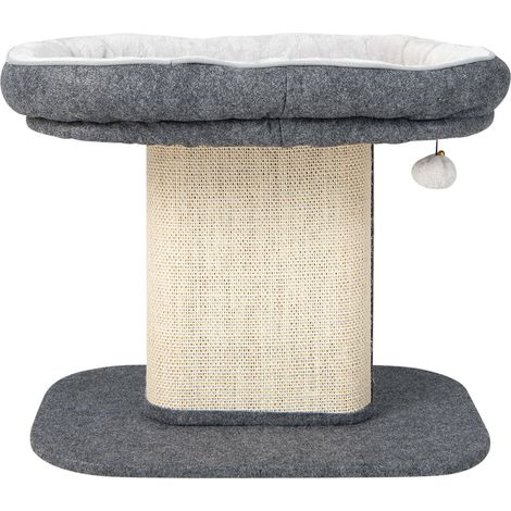 Arbre à chat gris compact avec perchoir moelleux, griffoir en sisal et coussin lavable pour salon, chambre et appartement (1/5)