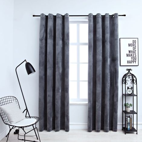 Lot de 2 Rideaux occultants,Décoration Chambre Fenêtre,Rideau Thermique Isolant et anneaux Velours Anthracite 140x245cm GDSVW18120 (1/4)