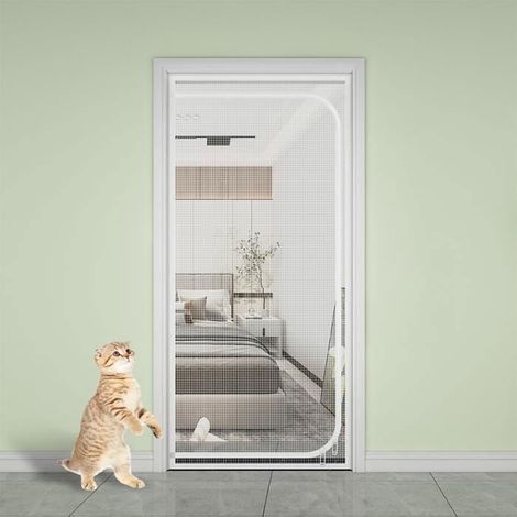 Verstärktes Moskitonetz für Türen (80 x 200 cm) – Ideal, um Katzen und Hunde am Hinausgehen zu hindern.