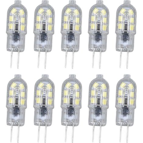 10 Pack G4 2835 LED Light Bulbs, Clear, 220V, Plug-in Power Supply, for Camper, Furniture, Garden Lighting, Warm White 2700K (1/5)