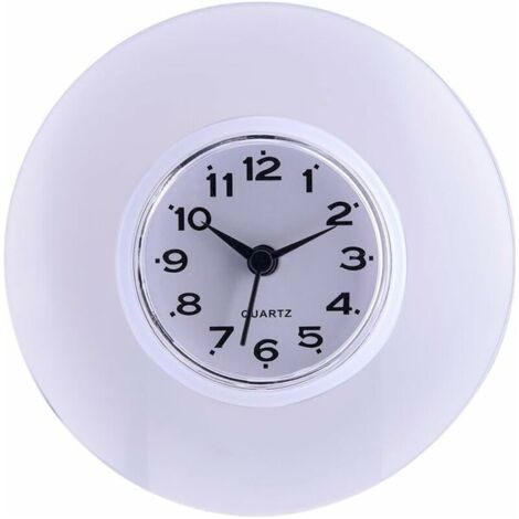 Heaveant Horloge Murale, Horloge de Douche Salle de Bain, Mini Douche étanche avec Grande Ventouse pour Chambre Cuisine Salle de Bain Salon (Blanc)