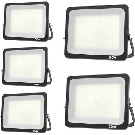 5pcs Projecteur LED 200W, Superlumineux spot extérieur Blanc Froid 6500K, IP66 Eclairage de Sécurité Floodlight lumiere pour Jardin Stade Garage entrepôt Magasin Atelier Dépôt (1/5)