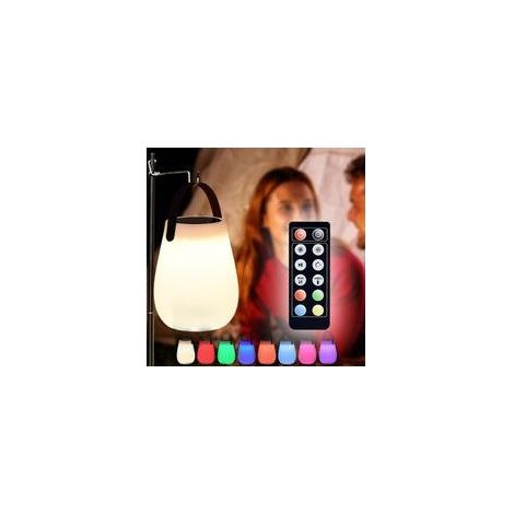 Lampe solaire portable, lanterne d'extérieur portable avec télécommande, lampe de chevet ronde rechargeable à l'énergie solaire, 8 couleurs, éclairage décoratif pour camping, pique nique (1/5)