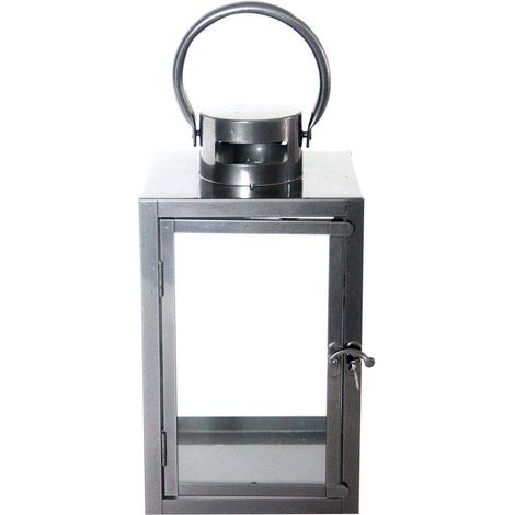 Lanterne en fer anthracite et verre 15 x 15 x 28 cm (1/2)