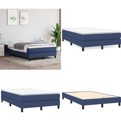Cama box spring con colchón tela azul 120x200 cm - Colchón de muelles - Cama box spring