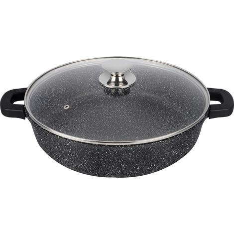 Niedriger Steintopf aus Aluminiumguss, Schwarz Supreme 36 cm (1/2)