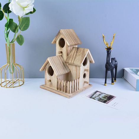 Nichoir d'extérieur original, nichoir en bois, boîtes à oiseaux pour oiseaux sauvages, nichoir en bois pour l'extérieur, nid pour canari, nichoir à suspendre dans le jardin (1/5)