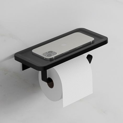 Wandmontierter Toilettenpapierhalter, Badezimmerregal, Handyhalterung, multifunktionales Toilettenzubehör. (1/4)