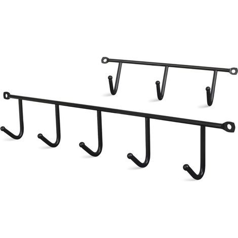 Lntyq Porte-Manteau Mural - Jeu de 2 Patères Murales en Métal noir- Crochet Mural - Idéal pour la Cuisine, la Salle de Bain et le Garage. (1/5)