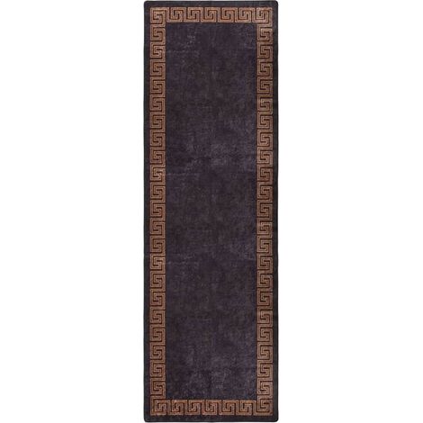Tapis lavable antidérapant 80x300 cm Noir et doré (1/5)