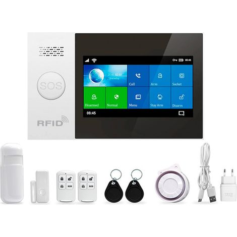 Système D'alarme Anti-intrusion - Écran Tactile TFT 4,3 Pouces - WIFI GSM GPRS - Affichage Couleur - 100-240 V - 1 Pièce (1/5)