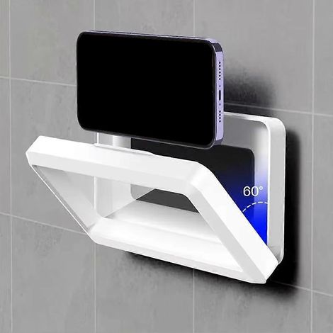 Support mural étanche pour téléphone, idéal pour une utilisation à domicile, compatible avec les smartphones et les téléphones à écran tactile, boîte de rangement étanche pour salles de douche, noir. (1/5)
