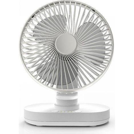 BEBUSINGOTO Tischventilator, 16,5 cm, automatischer, leiser Akku-Ventilator, 4 Geschwindigkeiten, 4000 mAh, über USB wiederaufladbar, batteriebetrieben, Silber (1/5)