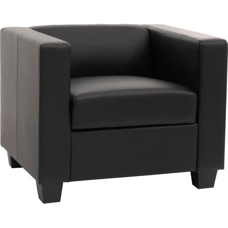 Fauteuil Club / Lounge Lille, 86x75x70cm, cuir reconstitué, noir (1/5)