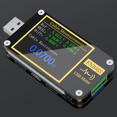 Le FNB48 est un multimètre USB mesurant la tension et le courant, ainsi qu'un testeur de charge rapide multifonctionnel compatible avec les protocoles QC/PD et autres. Le FNB48 ne dispose pas du Bluet (1/5)