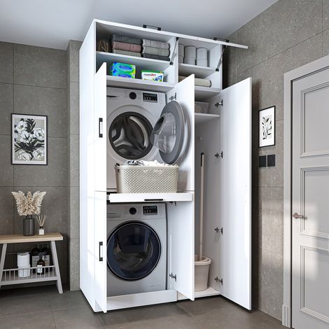 Roomart DORA-I Waschmaschinen-Überbauschrank 115, Weiß