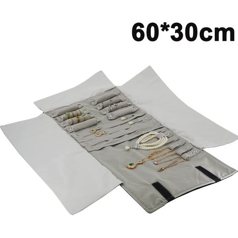 estuche para joyas, organizador enrollable, 6 soportes para collares, 8 filas para anillos, 4 filas para pendientes, ideal para viajes o para el hogar. (1/5)