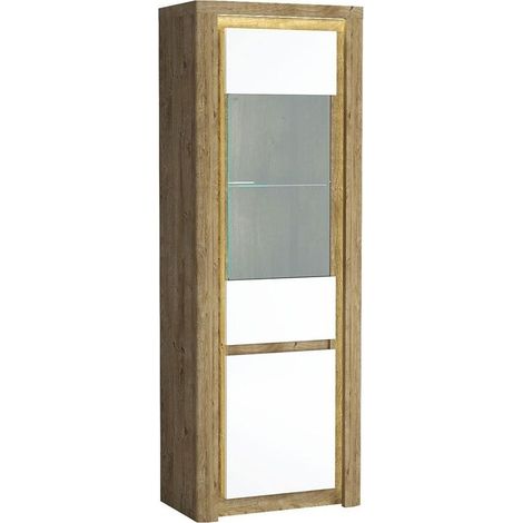 Estantería Etrmona 103 , Cerrable, Con puertas, Aglomerado laminado, Vidrio templado, Número de puertas: 2, Número de cajones: 0, 197x71x41cm, LED