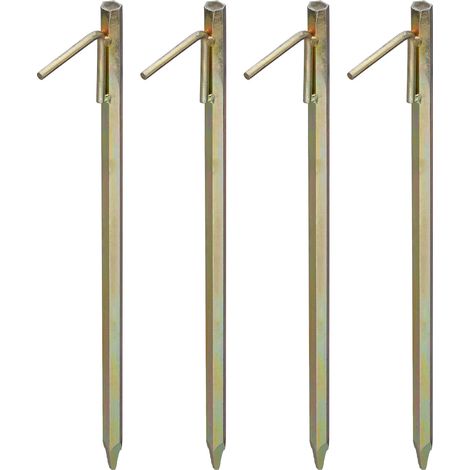 4x Picchetti XXL, per Terreni Duri, Accessorio per Tende, Fissaggio nel Terreno, Acciaio Zincato, Giallo