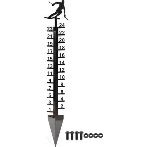 61 cm (24 Zoll) großer Schneemesser aus Metall, präzise 90 cm Höhenskala, für Winter- und Weihnachtsdekorationen im Freien (schwarz). (1/5)