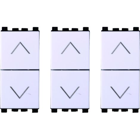 gloca Set 3 Pulsanti Doppi Interblocco Saliscendi Compatibili Arké (Bianco) (1/4)