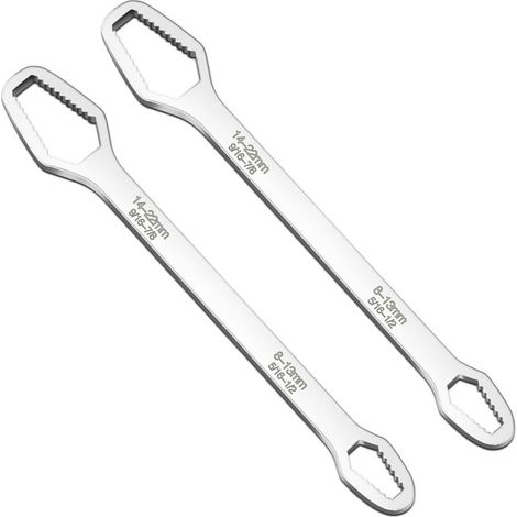 Chiavi universali in argento, chiavi a forchetta universali da 8 a 22 mm, multiutensile regolabile con doppio serraggio automatico. (1/4)