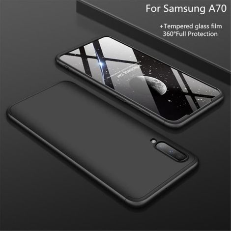 Coque Samsung Galaxy A70 - Protection 360° - Verre Trempé Inclus - Bumper PC Noir - Lot de 1 (1/4)
