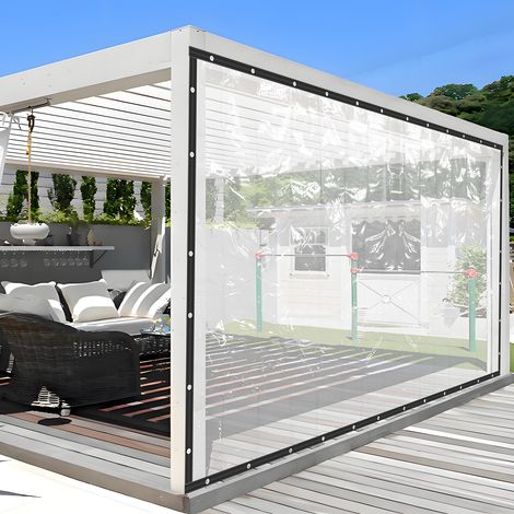Bâche transparente en PVC, 2,5x6 m, rideau imperméable pliable avec œillets, pour patio, terrasse et pergola extérieur (1/5)