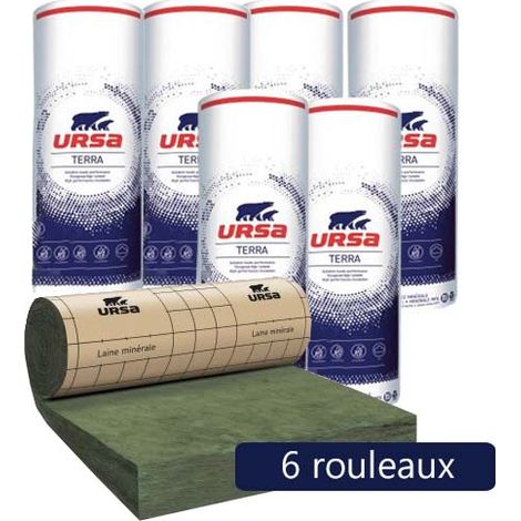 Ursa – 8 rouleaux laine de verre semi-rigide 140mm – Isolation thermique et acoustique – Longueur 4600mm – Largeur 1200mm – Valeur R 4.0 – Revêtu kraft (1/5)