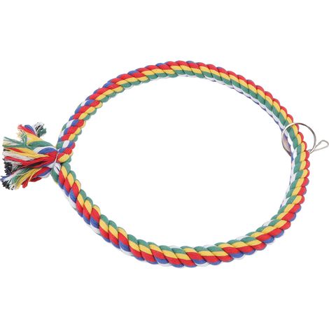 Anneau en corde de coton pour oiseaux, jouet coloré pour perroquets, perruches, calopsittes, conures, inséparables, pinsons, aras. (1/5)