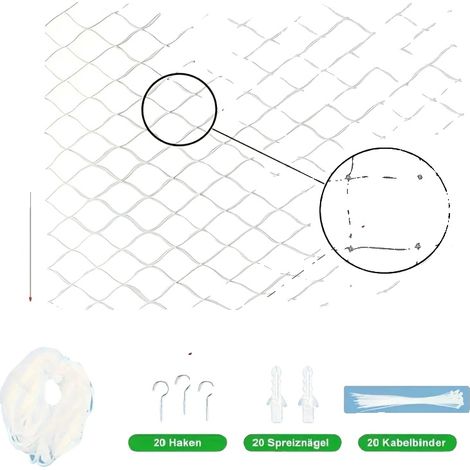 Rete di sicurezza per animali domestici, design a maglia anticaduta, installazione versatile, bianca - 3x8 m (1/2)