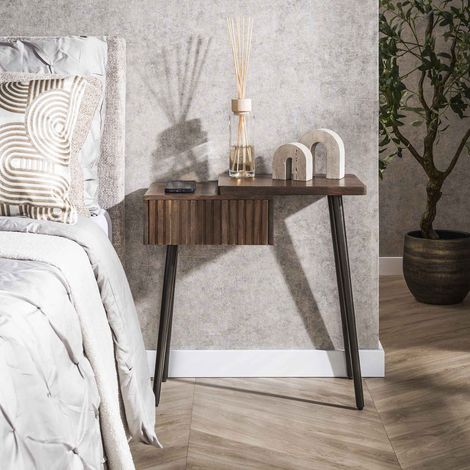 Oslo Nachttisch rechts, Akazienholz, Driftbraun, 1 Schublade