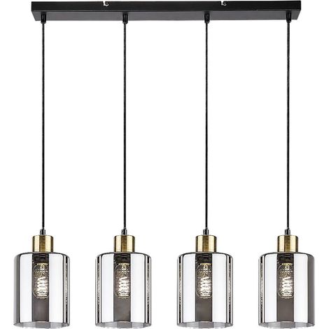 Lampada a sospensione PEREZ E27 4x max.40W metallo nero, vetro colorato L: 65cm A: 120cm Ø13cm dimmerabile (1/5)