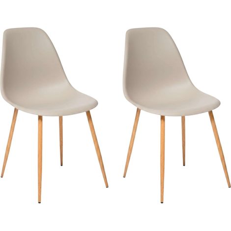 Pack 2 Sillas de Comedor Taho, Sillas de Salón, Cocina, Color Beige Patas Metal 46x84x51 cm