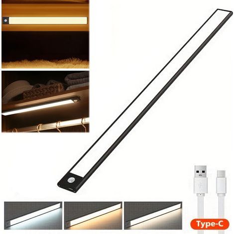 Wiederaufladbare LED-Lampe mit USB-Anschluss und Bewegungsmelder, ideal für Küche, Kleiderschrank oder als 40 cm LED-Leiste. (1/5)