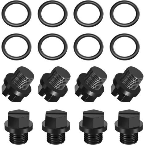 8 Pièces Bouchon de Vidange pour Piscine Pièces de Pompe Vidange Piscine Bouchon de Vidangei avec Joints, Noir (1/5)