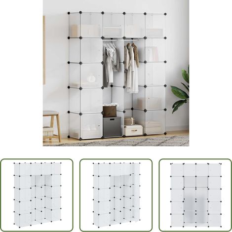 Schrank mit 14 Fächern - Modularer Schrank mit 14 Fächern Weiß 37x146x180,5 cm (1/5)
