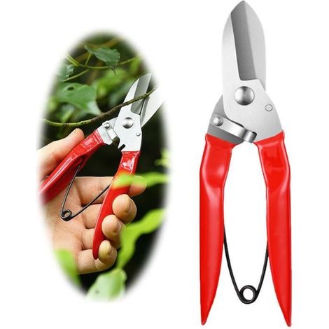Gartenschere - Hochwertig - Ergonomisch - Edelstahl - Rot - 17x5cm