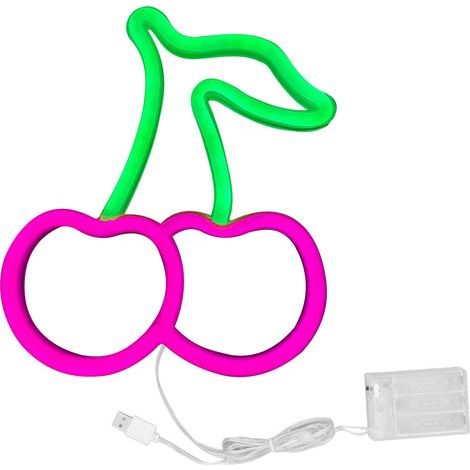Néon LED Décoratif Cerise Rose 23x19cm Lampe Murale Design Tendance PVC Flexible USB Piles Idéal Chambre Salon Fête Mariage Ambiance Douce (1/5)