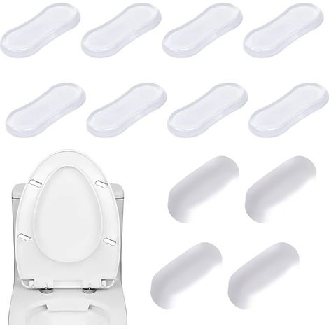 12 Pièces Tampons De Siège Wc, Tampon Abattant Wc, Lunettes Toilette Wc Butoirs De Couvercle, Amortisseurs Autocollants, Réduction Du Bruit, Tampons En Caoutchouc Pour Maison Bureau Hôtel (1/5)