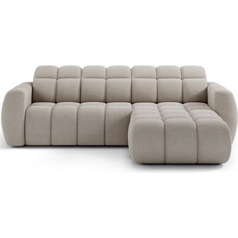 Canapé d’angle convertible 4 places tissu FENKA 288cm – Assise électrique & têtières réglables angle droit-Beige-angle droit (1/5)