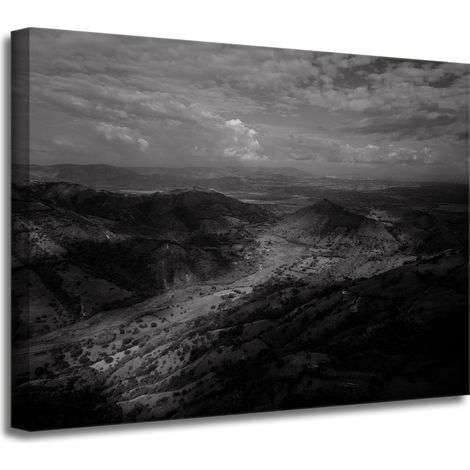 Leinwanddruck Schwarz-Weiß-Berge aus der Luft 40x30 cm
