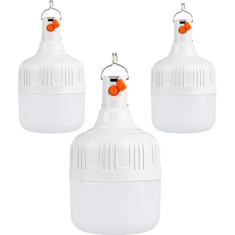 3er-Set wiederaufladbare LED-Campinglampen per USB – Superhelle Zeltlampe – 3 Leuchtmodi – 30 W – Campinglampe mit Haken (1/4)
